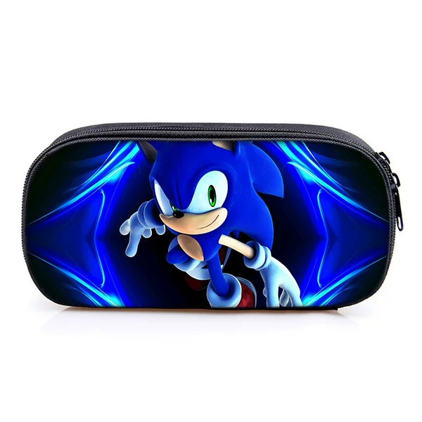 Manufacturer's Supply Sonic2 Compartment Pencil Bag Primary School Student Animation Sonic Stationery Box Pencil Bag Amazon New Model