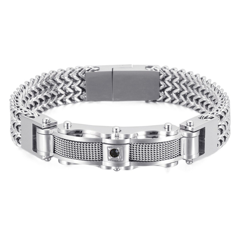 Comercio exterior suministro al por mayor de comercio electrónico europeo y americano moda Hipster creativo nuevo oro Acero inoxidable hombres pulsera de diamantes