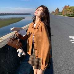 高级感美拉德咖色短外套女春秋2025新款小个子麂皮绒夹克上衣通勤