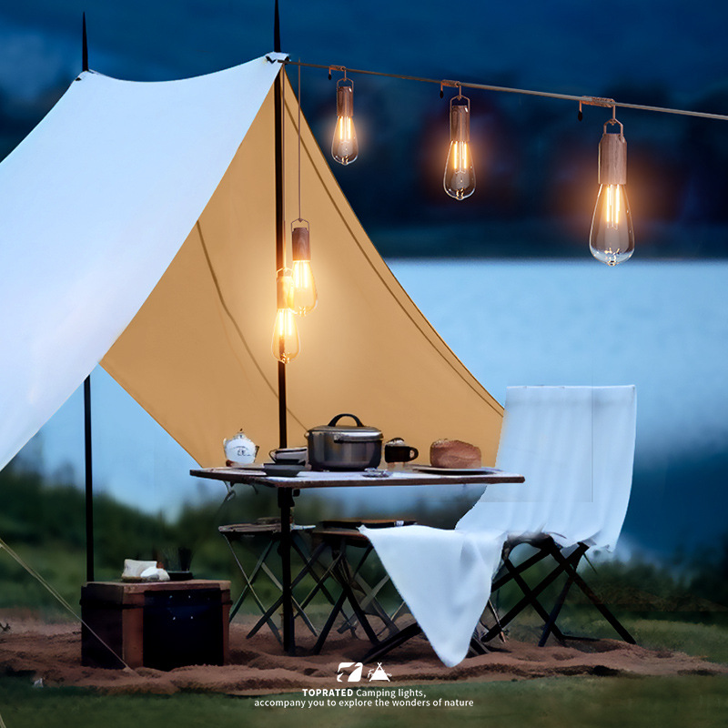 Transfronterizo nuevo retro lámpara de iluminación patio cafe atmósfera de carga cadena de luz camping tienda de campaña cable de luz