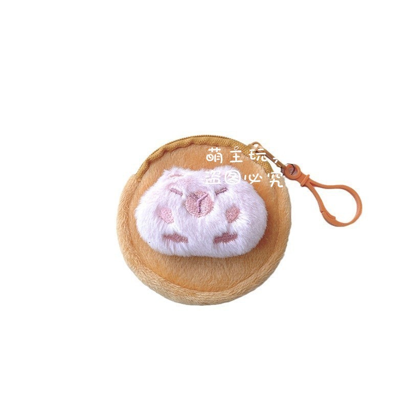 新しいカピバララウンドぬいぐるみ小銭入れ、持ち運べるコインバッグ、ミニヘッドフォン収納バッグ|undefined