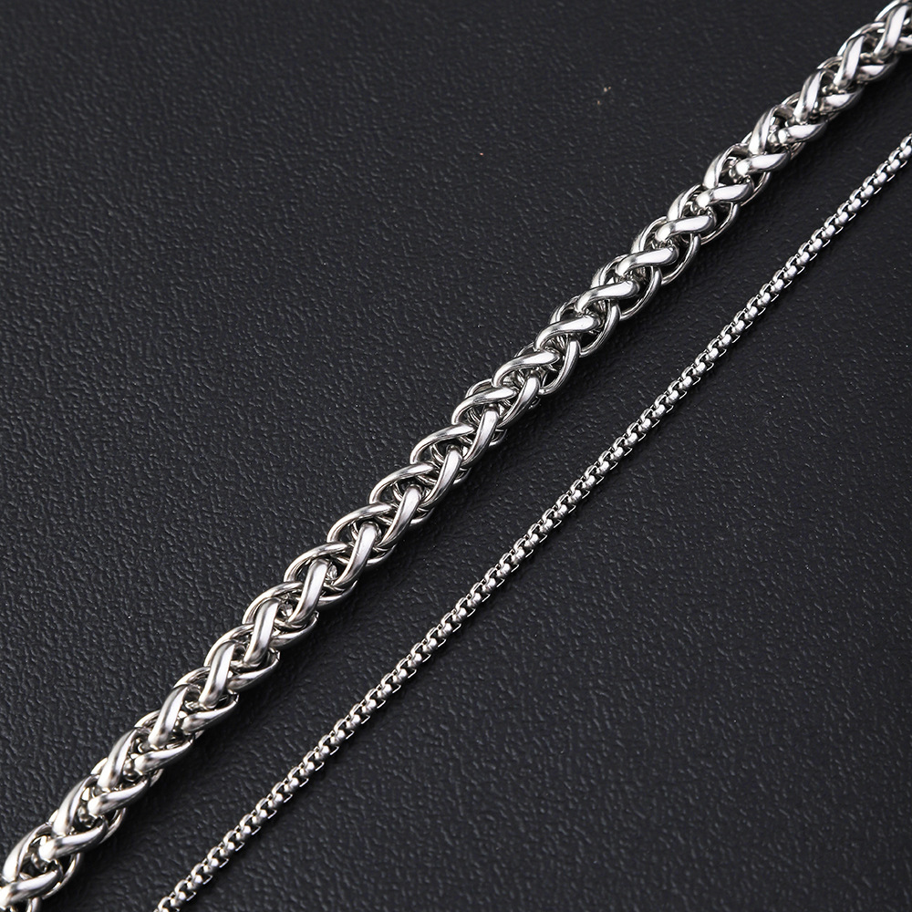 Cuban Link Bracelet For Men Double Layer Titanium Steel Chain_voghion.com
