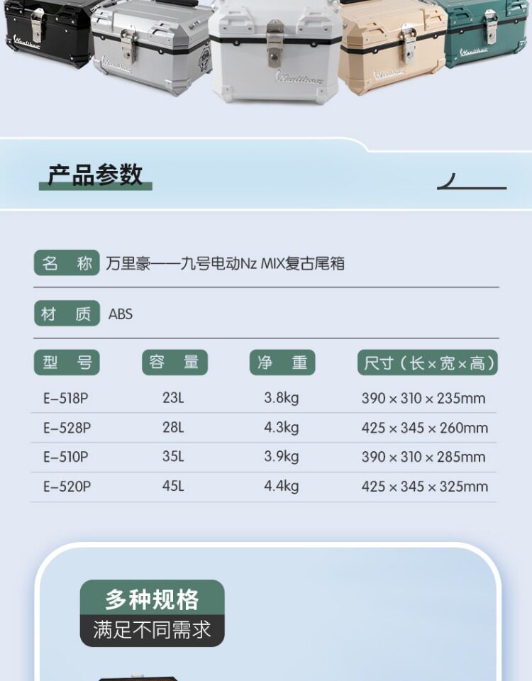 Wanlihao is suitable for the No.9 NzMIX electric vehicle trunk, battery vehicle MzMIX non-aluminum alloy trunk, and motorcycle