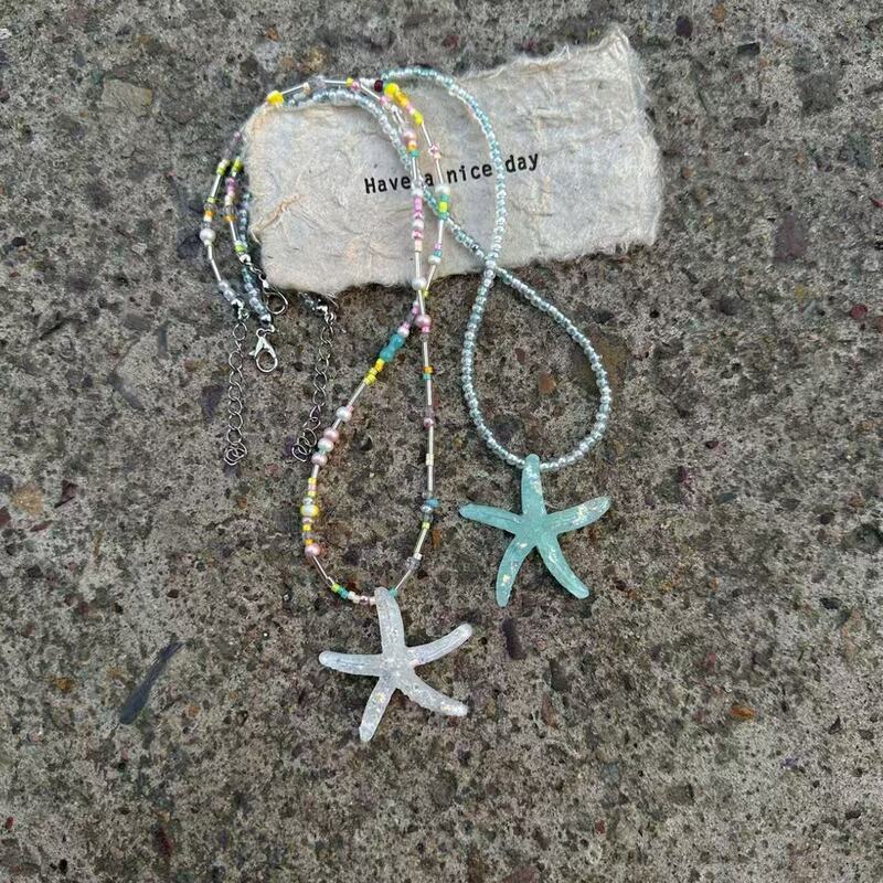 Dancing Starfish Summer Seaside Fresh Dopamine Colorful Y2K Star Beaded Clavicle Chain Sweet Cool Layered Necklace Dancing Starfish Summer Seaside Fresh Dopamine Colorful Y2K Star Beaded Clavicle Chain Sweet Cool Layered Necklace