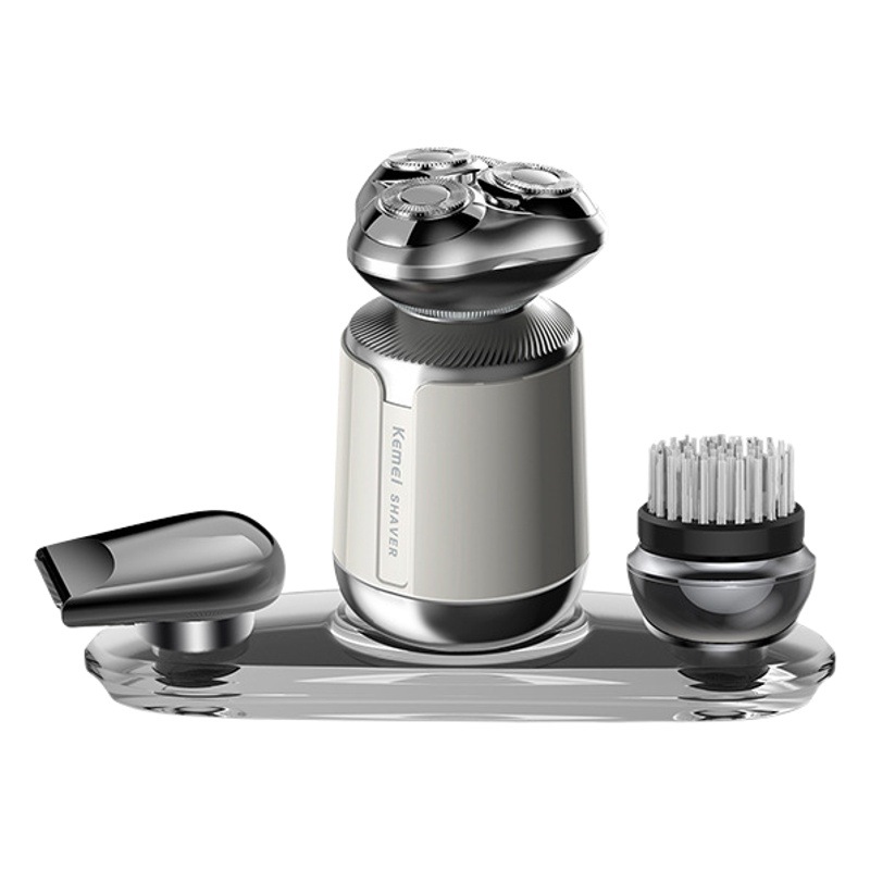 Afeitadora Eléctrica Kemei KM-3225, Maquinilla de Afeitar Multifuncional Tipo Cañón de Acero Pequeño, Afeitadora Masculina para Limpieza Facial y Recorte de Patillas