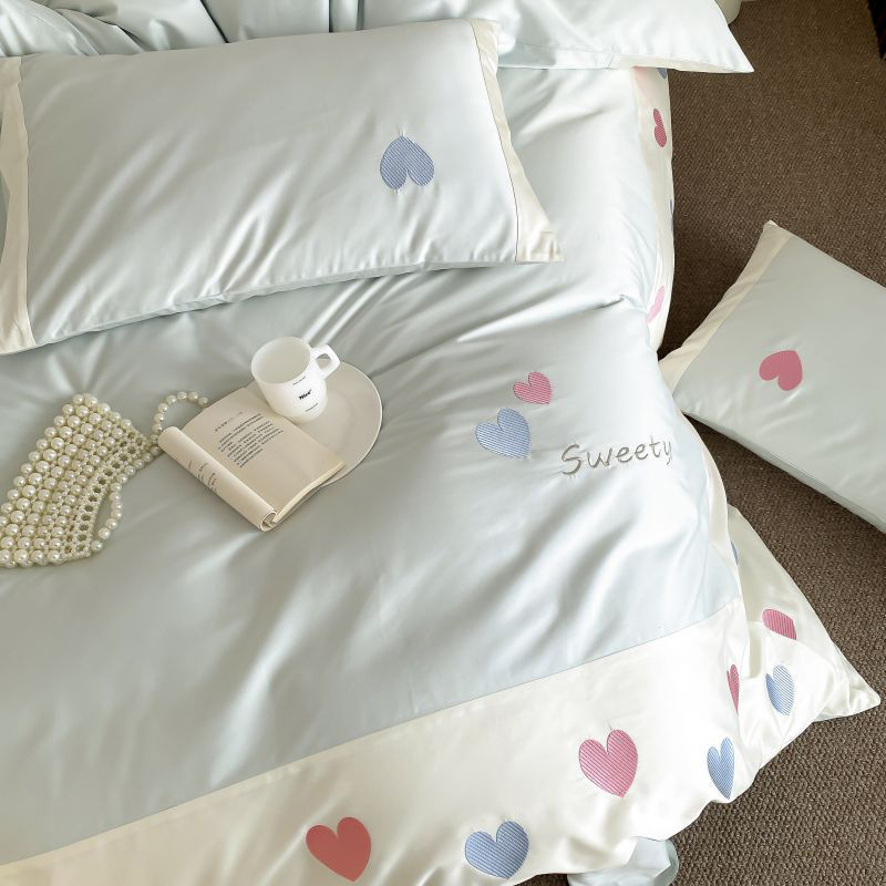 Parure de lit brodée en pur coton ensemble housse de couette_voghion.com