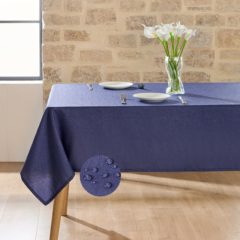 Imitación de lino impermeable-azul marino