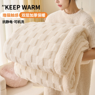 Double-layer Thickened Milk Velvet Lamb Velvet Blanket Winter Office Nap Blanket Student Dormitory Shawl Blanket Quilt