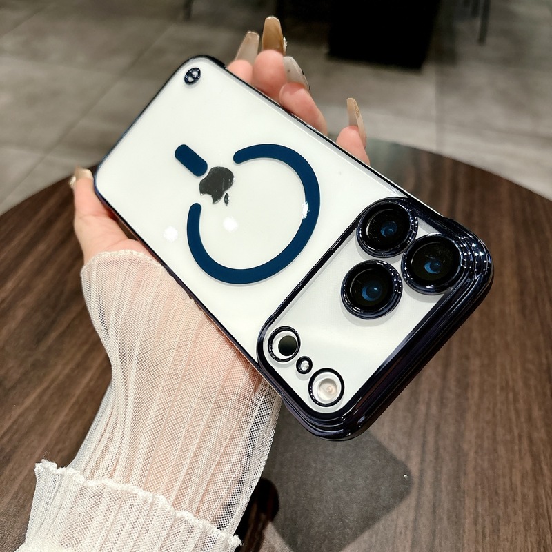 适用苹果17proMax无边框磁吸手机壳透明iPhone16超薄防摔15保护套|undefined
