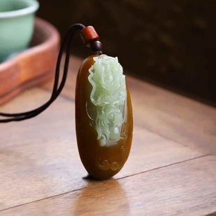 Natural Xinjiang Hetian Jade Factory Store Qemel Material Old Material Twelve Zodiac Jade Zodiac Dragon Pendant with Certificate