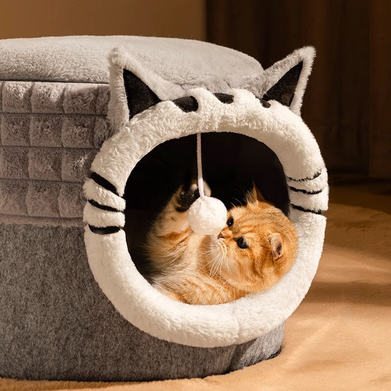 猫窝冬季保暖封闭式猫咪四季通用安全感躲避窝小猫宠物窝冬天猫床|undefined