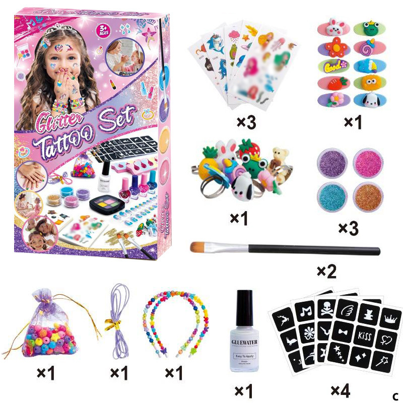 Cross-Border Hot Selling Christmas Halloween DIY Girl Tattoo Stickers Nail Polish Jewelry Party Event Holiday Gift Batch