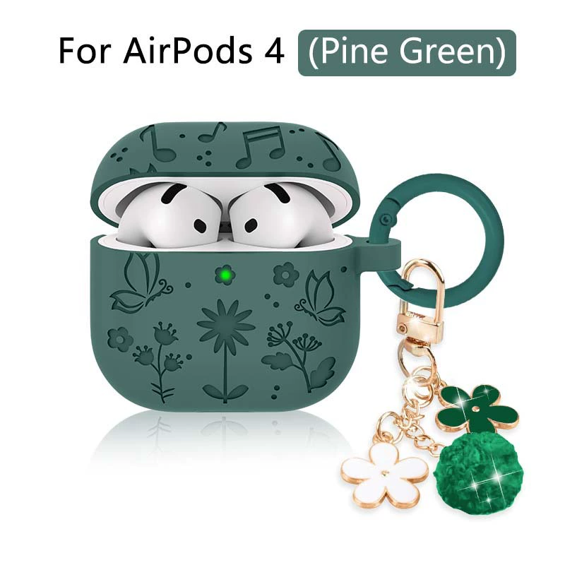 Совместимый с airpodspro3 защитный чехол 3D рельеф бабочка танец движение цветы и трава, чехол для наушников airpodspro3