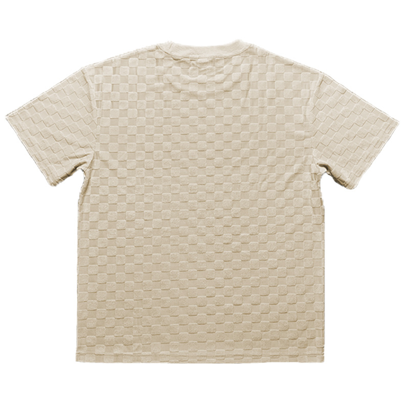 Ensemble 2 pièces pour homme avec t-shirt et short oversize à imprimé damier – Tenue décontractée pour l'été et l'automne (noir, gris, kaki, blanc) – S-XXXL_voghion.com
