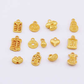 diy哑金如意祥云吊坠挂件手链项链吊坠福牌算盘串珠饰品配件批发