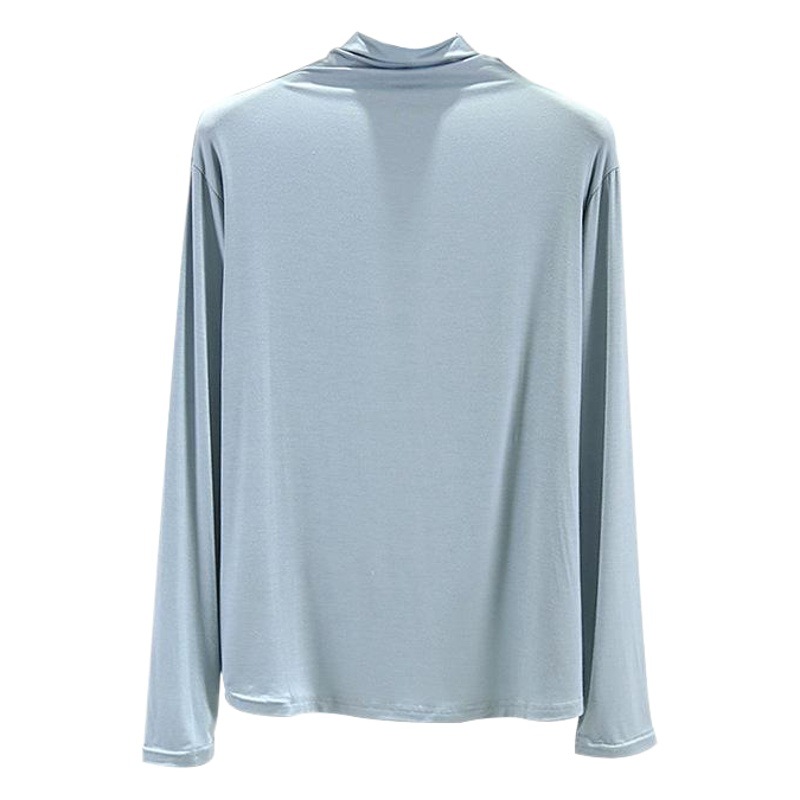 2022 otoño nuevo estilo coreano de cuello alto modal Camiseta de manga larga de las mujeres de la camisa de fondo delgada ocasional superior image 1