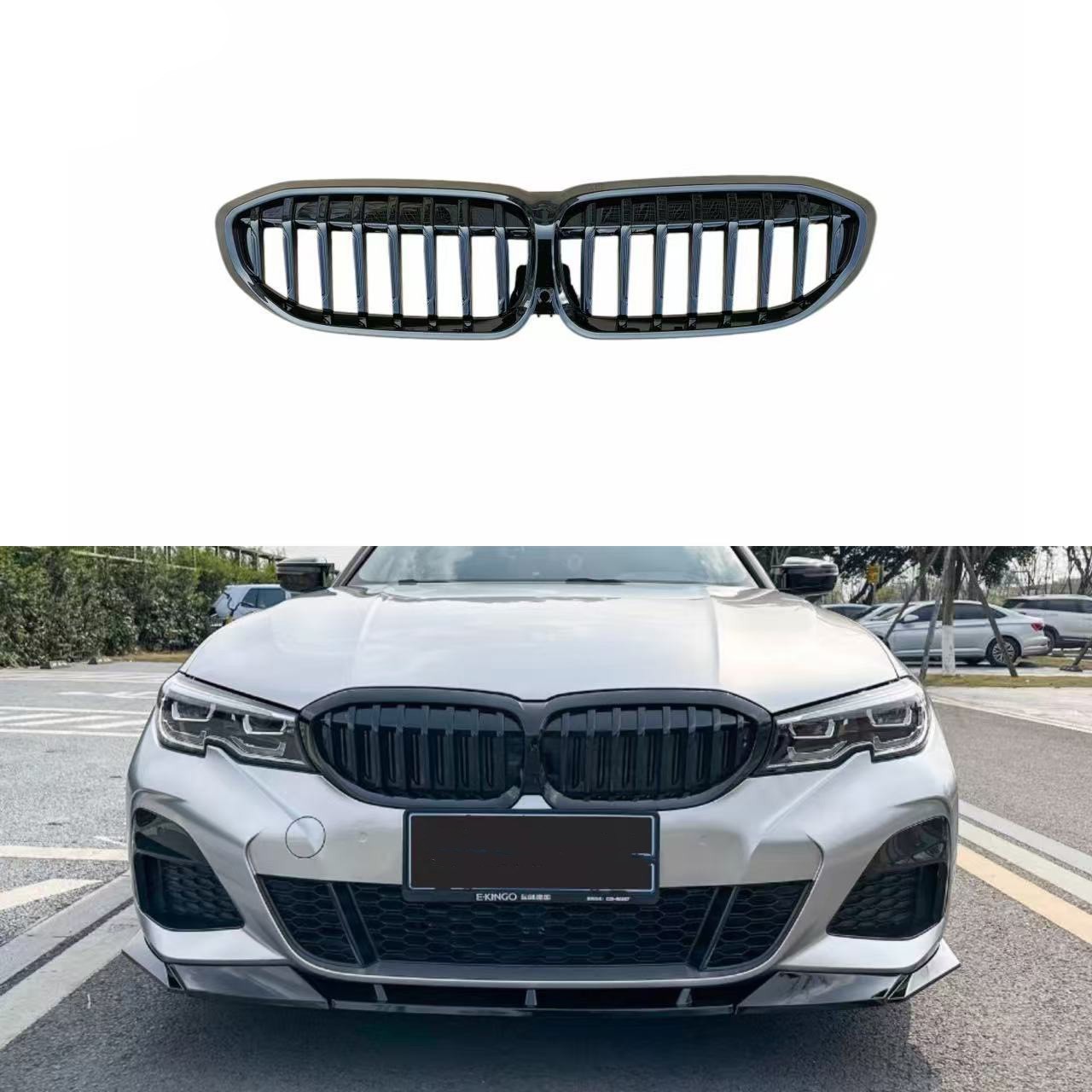 Suitable for Bmw 3 Series G20/G28 Single-Line and Double-Line Front Grille, Early and Late Model Gloss Black Modified Body Kit