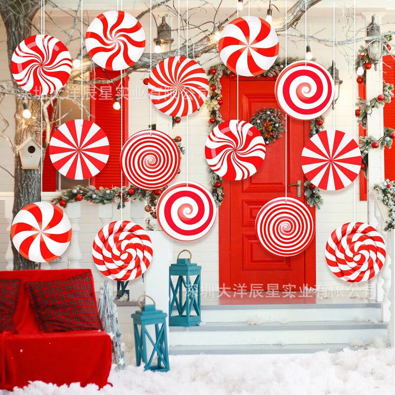 クロスボーダー新型クリスマスペンダントクリスマスボールキャンディー松葉杖屋内外クリスマスツリーペンダント芝生ガーデン装飾品|undefined