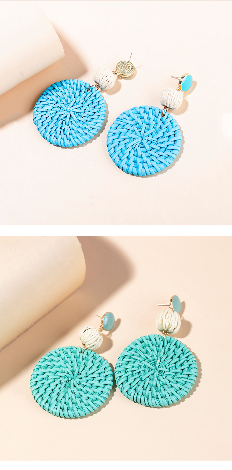 1 Pair Fashion Flower Rattan Handmade Women's Drop Earrings display picture 18