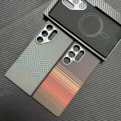 日没夕暮れはサムスンs 23ultraケブラー携帯電話ケースアラミド繊維材質に適している
