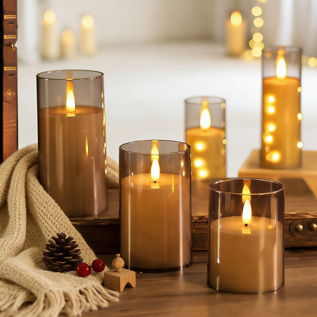 Vela LED 3D con efecto llama y control remoto