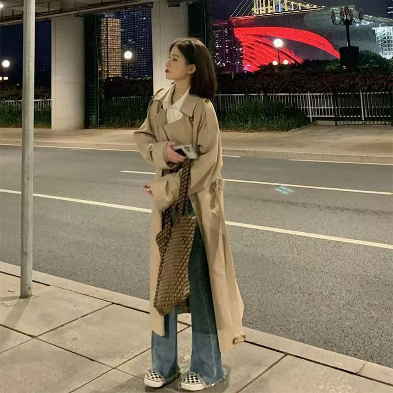 今年流行赫本风衣女小个子春秋新款小个子中长款休闲英伦外套大衣|undefined