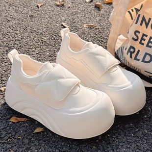 Magic Tape Thick-Soled Platform Height-Increasing Cute Big-Toe White Shoes for Women, Summer 2025 Spring and Autumn New Popular Sneakers