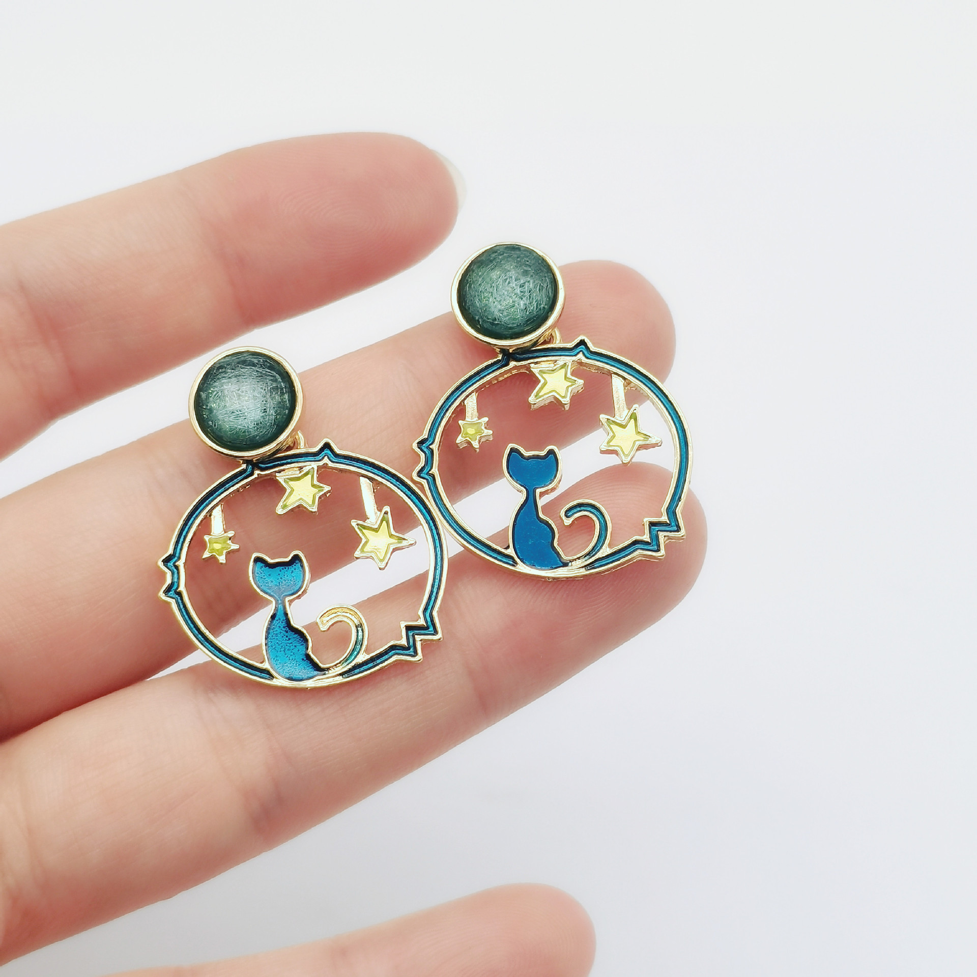 Cute Cat Alloy Enamel Drop Earrings display picture 6