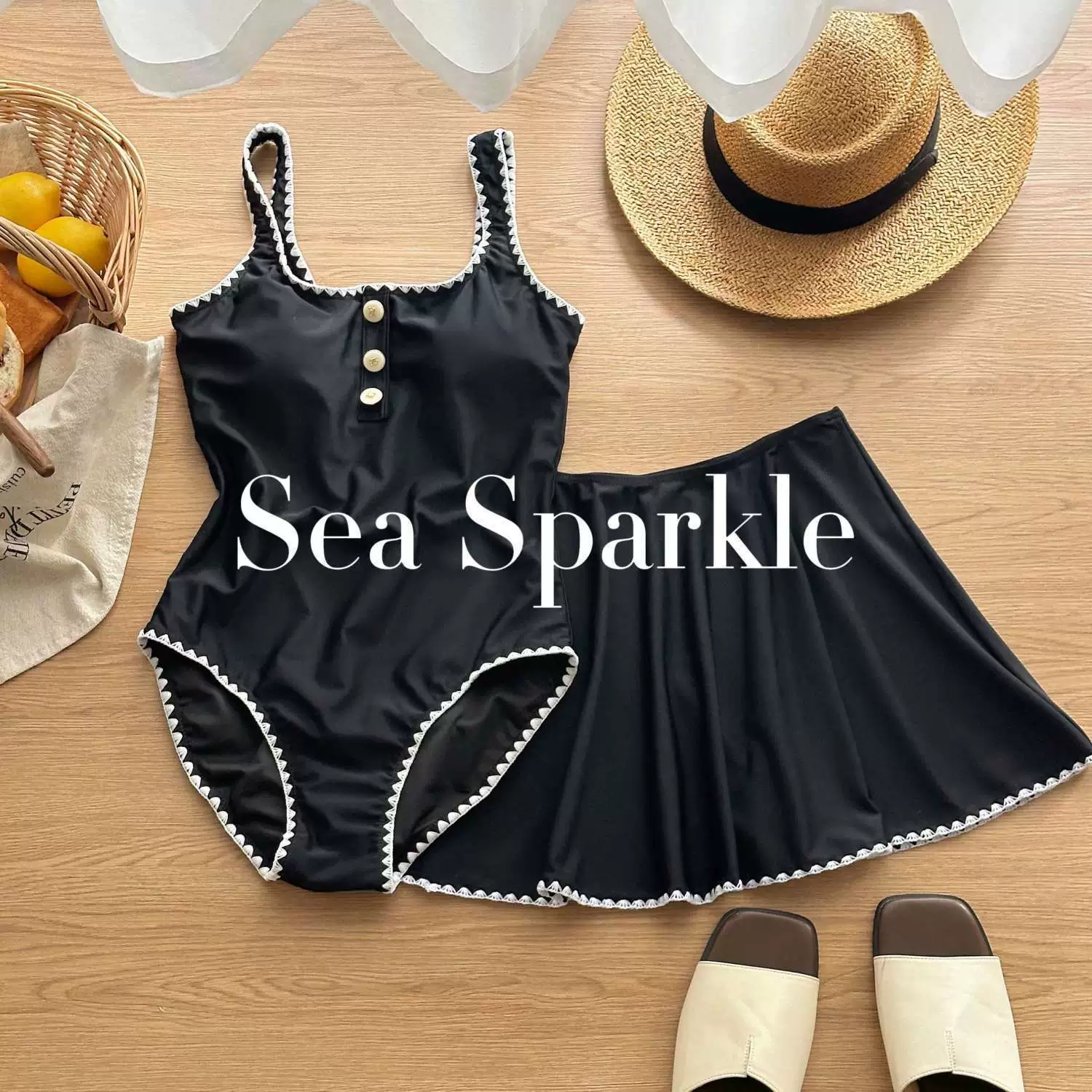 [Sea Sparkle] Xiaoxiang стиль высококлассная вышитая кайма Korean vacation купальник горячие источники пляж бесконечный бассейн