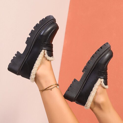 New large size autumn and winter women's shoes with velvet small leather shoes, Lofu single-layer shoes, TEMU