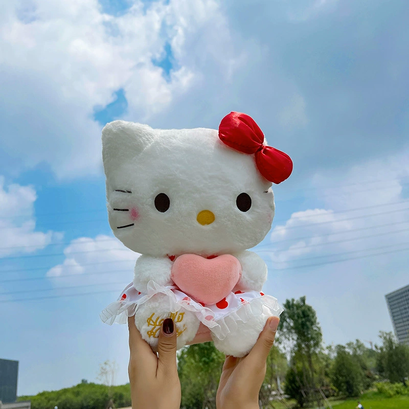 Мягкая игрушка Hello Kitty сидящая с сердечком и бантиком, размеры 30–80 см