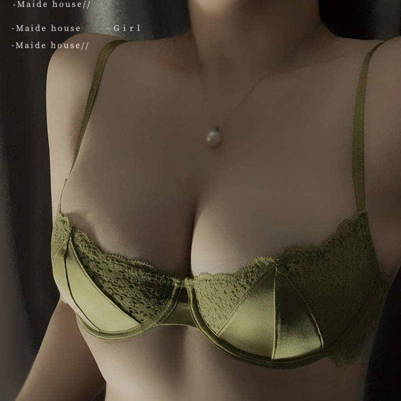 Green Sexy Pure Desire Underwear Women Half Cup French Thin Lace Bra suit Bra Panties 1/2 Green Sexy Pure Desire Underwear Women Half Cup French Thin Lace Bra suit Bra Panties 1/2