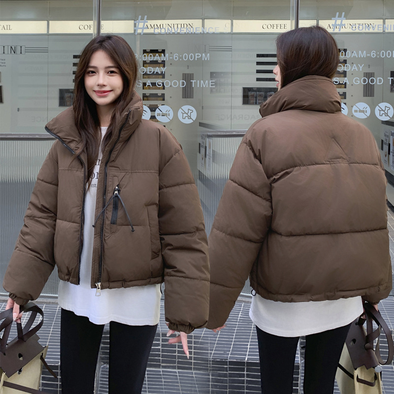Capa de algodón de pluma corta de invierno de mujeres inins coreano engrosado vestido de pan de diseño sensación de nicho abrigo de algodón de moda