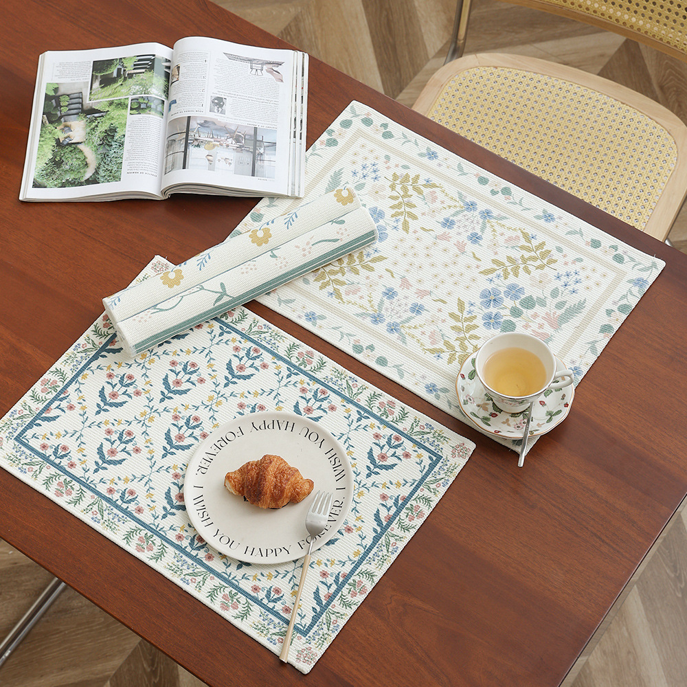 Simple home living room table mat cotton thread braided breathable dining table mat hotel western dining mat Nordic style home dining mat