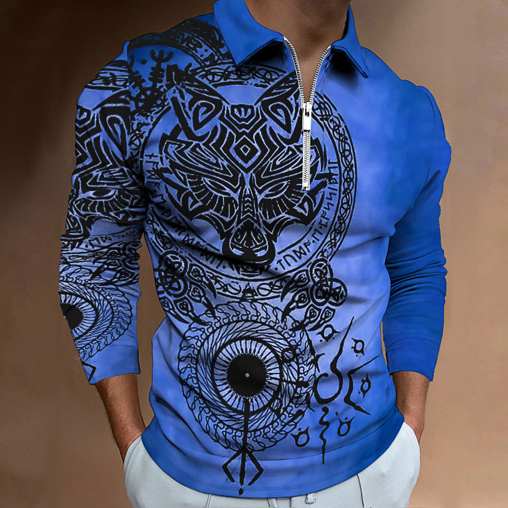 Amazon Independent Station Foreign Trade 2024 Nuevo estilo casual salvaje étnico de manga larga con cremallera POLO MB14