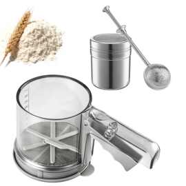 面粉筛烘焙筛网手持烘焙筛食品级双层过滤器糖粉摇摆器烘焙蛋糕
