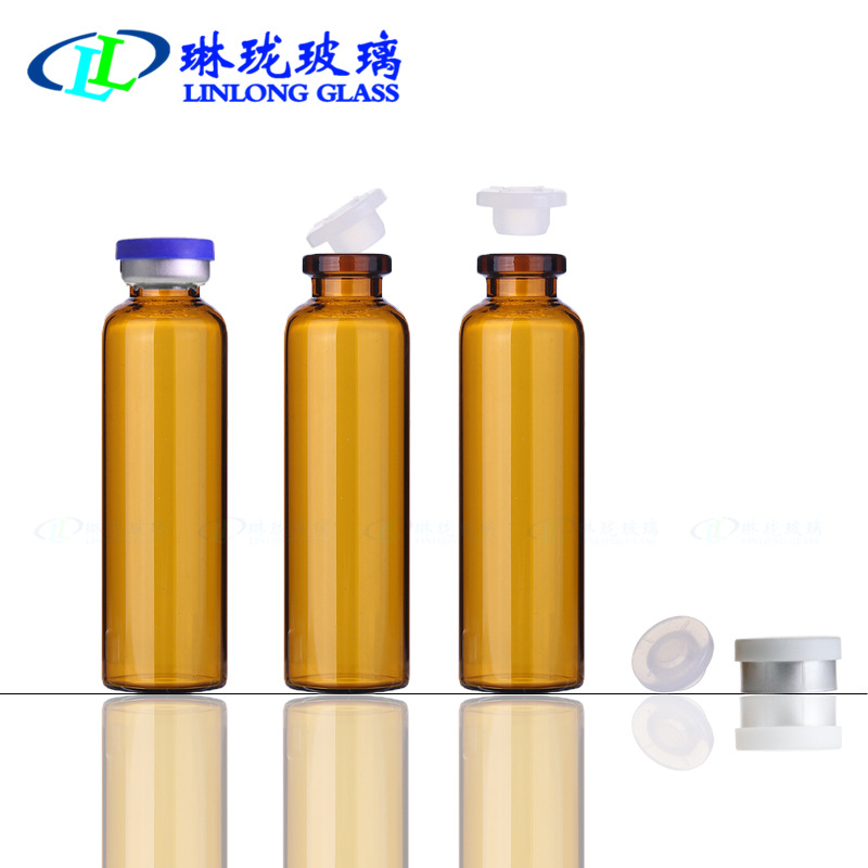 10ML棕A型拉管口服液瓶 玻璃管制试剂瓶 硅胶塞+盖/套