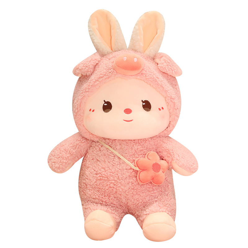 Cute backpack transformed into internet famous little plush toy, girl doll, zodiac rabbit year mascot_voghion.com