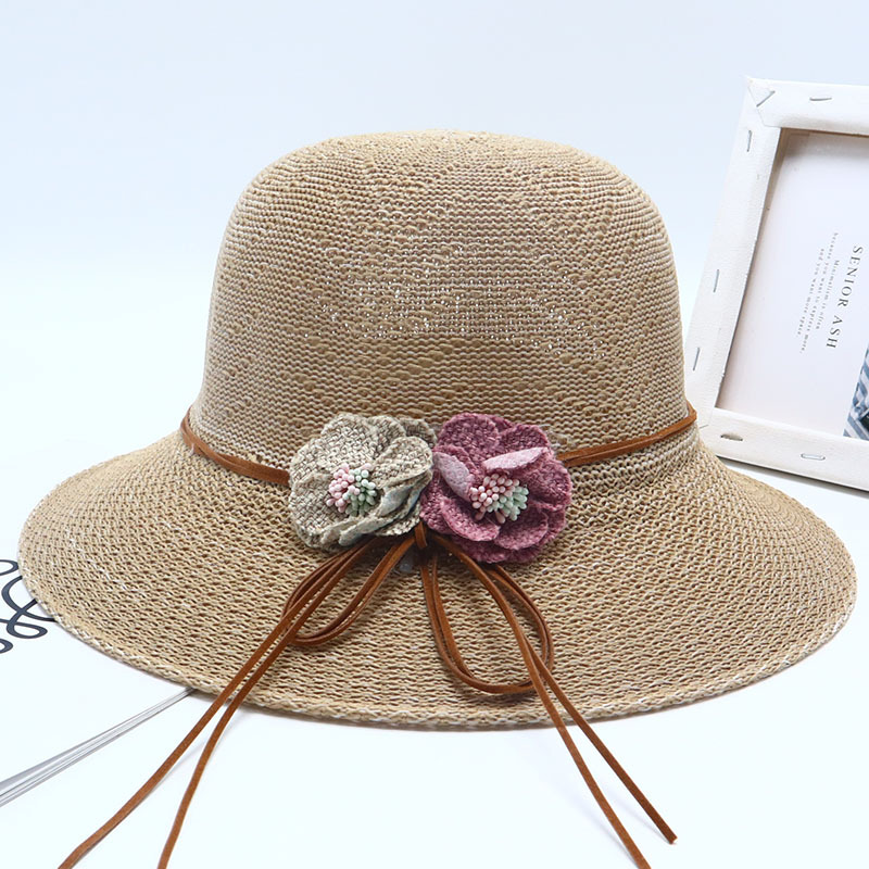 Nuevo sombrero de paja para mujer, sombrero de playa junto al mar, sombrero para el sol de verano de moda salvaje, protector solar, sombrero para el sol de protección UV