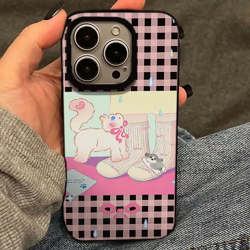 Cute plaid kitten for apple 14/15/16 phone case 13/12/11 jelly shell 16promax soft shell Cute plaid kitten for apple 14/15/16 phone case 13/12/11 jelly shell 16promax soft shell
