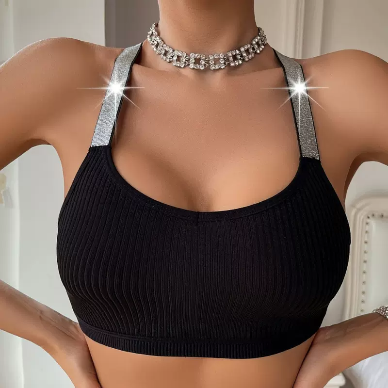 欧美跨境大码吊带文胸无痕聚拢可外穿小背心式美背女上衣修身内衣