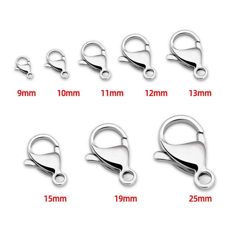 10 PCS/Package Stainless Steel Solid Color Polished Lobster Clasp display picture 1