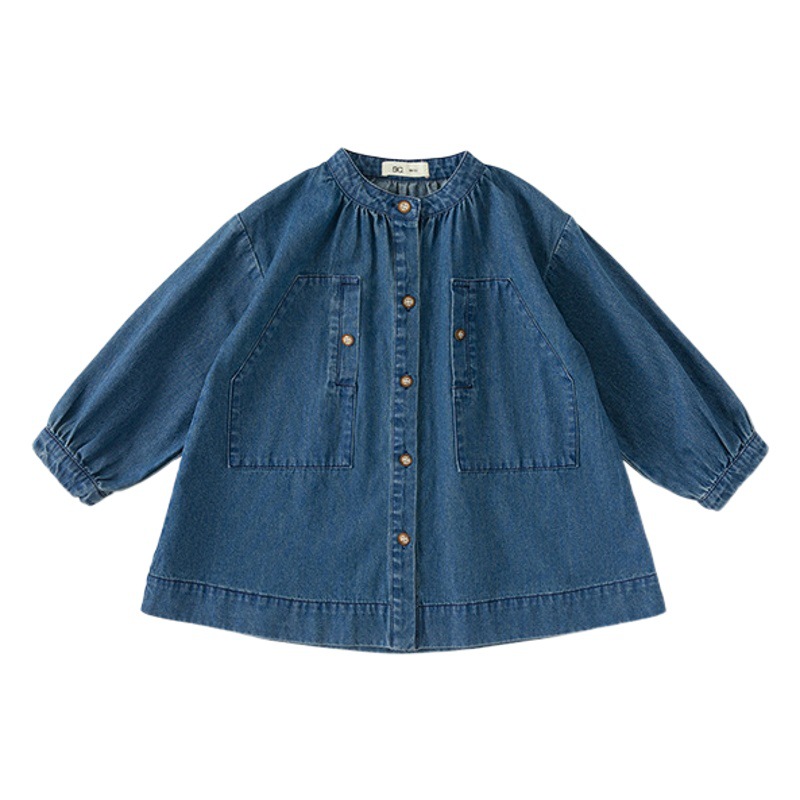 Youbao ropa para niños niñas coreanas otoño color sólido falda de mezclilla de manga larga falda para niños primavera 2025 CQ83112