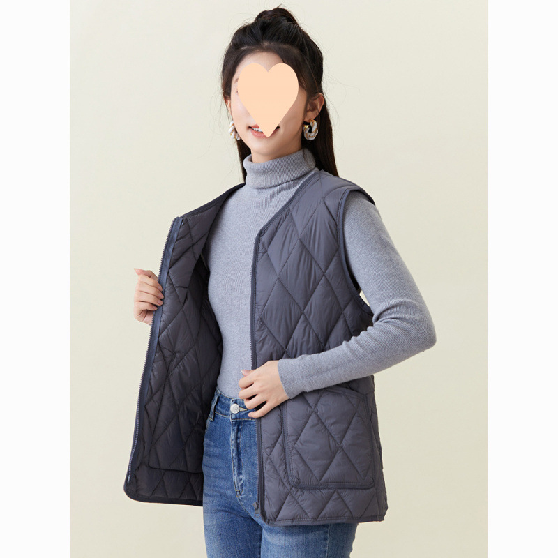 Down cotton vest for women's new spring and autumn light and warm bottoming liner short vest in autumn and winter thick inner wear horse clip