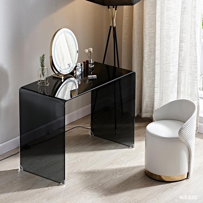 Internet Celebrity Designer Normcore Transparent Glass Table Girls Makeup Table Dresser Bedroom Modern Simple Ins Style