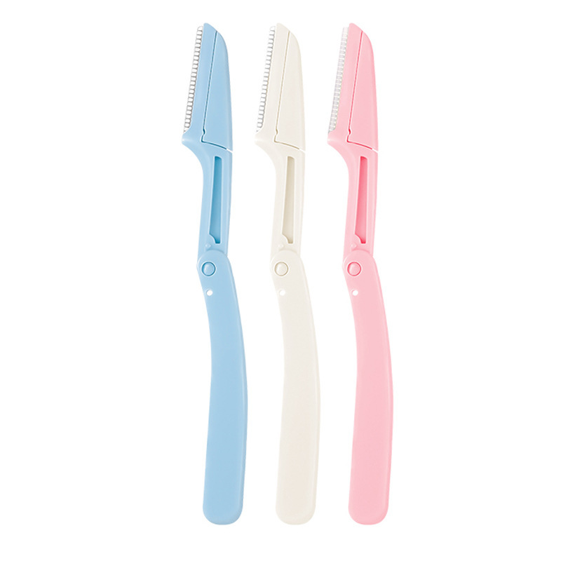 Cuchilla de cejas, afeitadora, afeitadora, afeitadora de cejas, afeitadora de cejas, recortador de cejas, herramienta de belleza para principiantes de acero inoxidable plegable