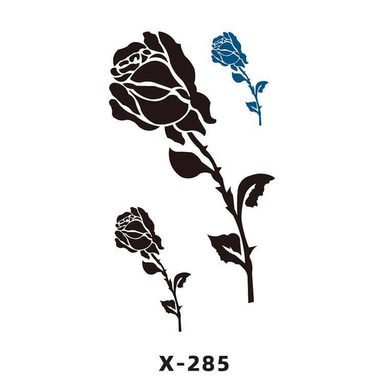 Arco de flor pequeña pegatinas de tatuaje fresco 3D dibujos animados transfronterizo Henna rosa impermeable texto en inglés pegatinas de tatuaje