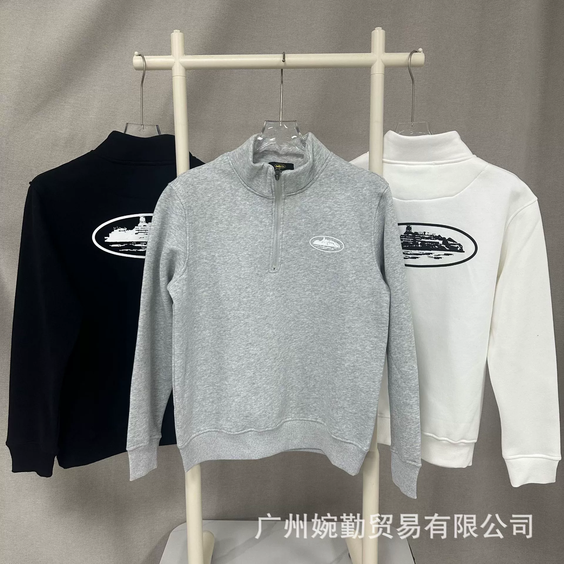 25 лет осенне-зимнего трансграничного прямого поставки классической толстовки Alcatraz с половиной молнии, однотонной повседневной толстовки с принтом для мужчин и женщин