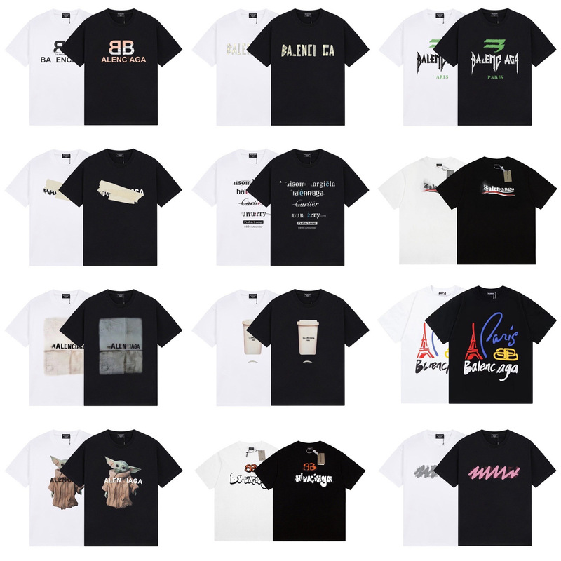 Cross-Border Authentic Paris Summer Fashion Brand B's New Letter Logo Printed Round Neck Short-Sleeve Loose T-Shirt for Men and Women
