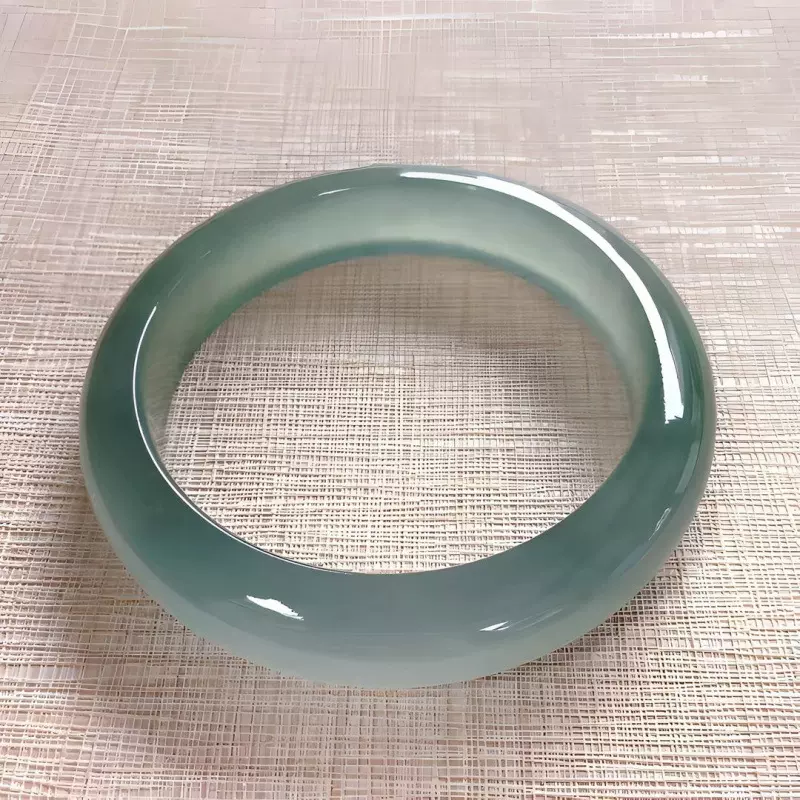 官方正品蓝色油青飘花翠玉玉手镯女生玉镯送女友小众轻奢礼物推荐
